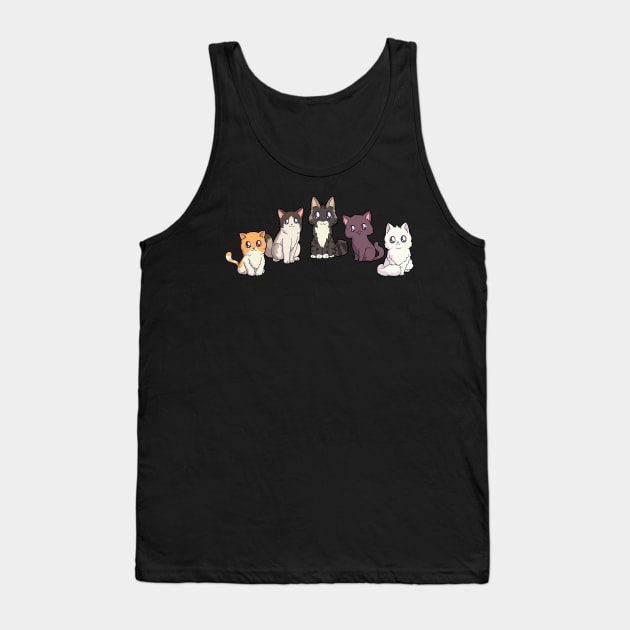 Five cute kittens - Kawaii cat Tank Top by Modern Medieval Design